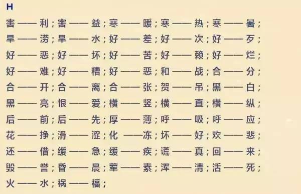 反义词（反义词单字）